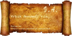 Vrbik Annamária névjegykártya